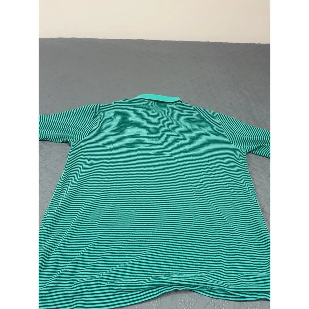 Polo Golf Ralph Lauren Mens L Polo Shirt Green Black Stripe Cotton Pony Logo
